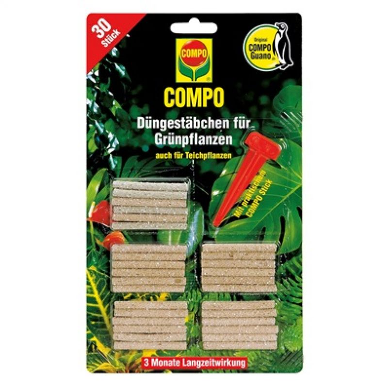 COMPO GUANO STICKS ΓΙΑ ΠΡΑΣΙΝΑ ΦΥΤΑ 30 ΤΕΜ. COMPO GUANO STICKS ΓΙΑ ΠΡΑΣΙΝΑ ΦΥΤΑ 30 ΤΕΜ. | Μικροσυσκευασίες Λιπασμάτων>Ερασιτεχνικά προιόντα θρέψης - Supergarden.gr