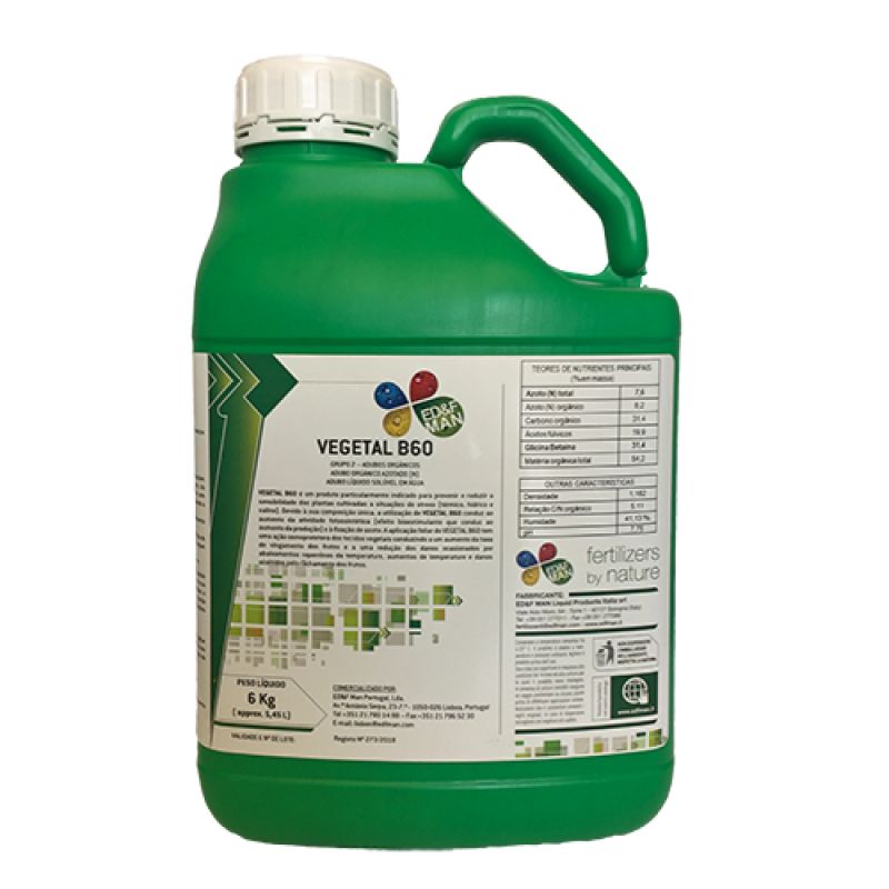VEGETAL B60 BIO ED&F MAN 6Kg VEGETAL B60 BIO ED&F MAN 6Kg | Μικροσυσκευασίες Λιπασμάτων>Υγρά & Διαφυλλικά λιπάσματα - Supergarden.gr
