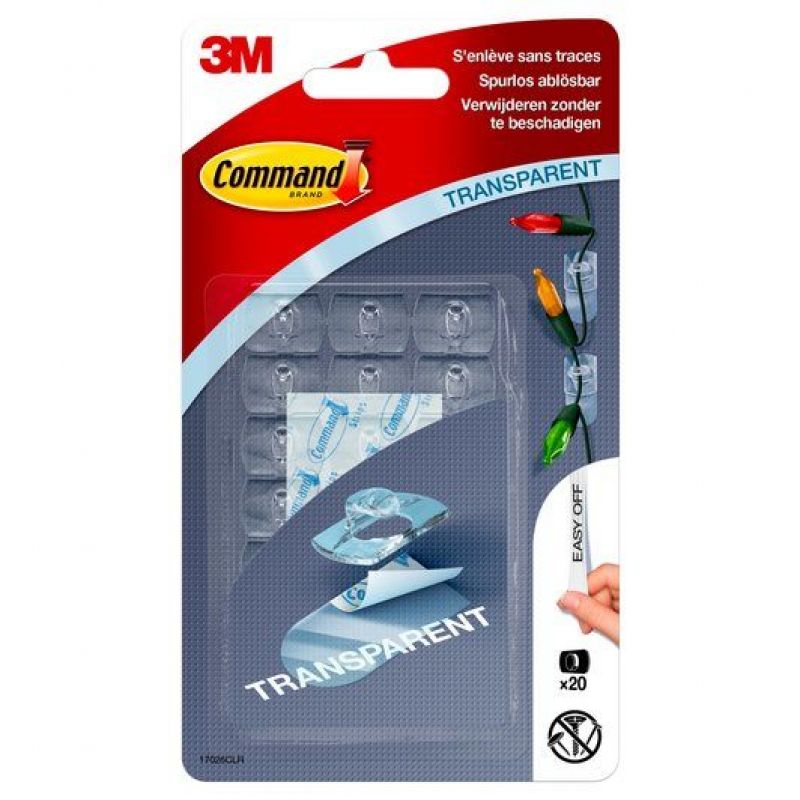 Clips Διακόσμησης και Διαχείρισης Καλωδίων 3M COMMAND 17026 Διαφανή Clips Διακόσμησης και Διαχείρισης Καλωδίων 3M COMMAND 17026 Διαφανή
